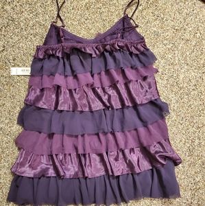 Allen B. Purple Tiered Ruffle Shirt NWT